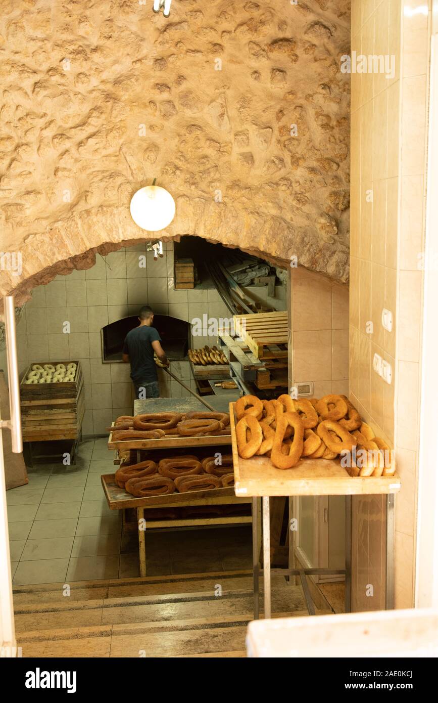 Blick auf traditionelle Pause Bäckerei in der Altstadt von Jerusalem Stockfoto