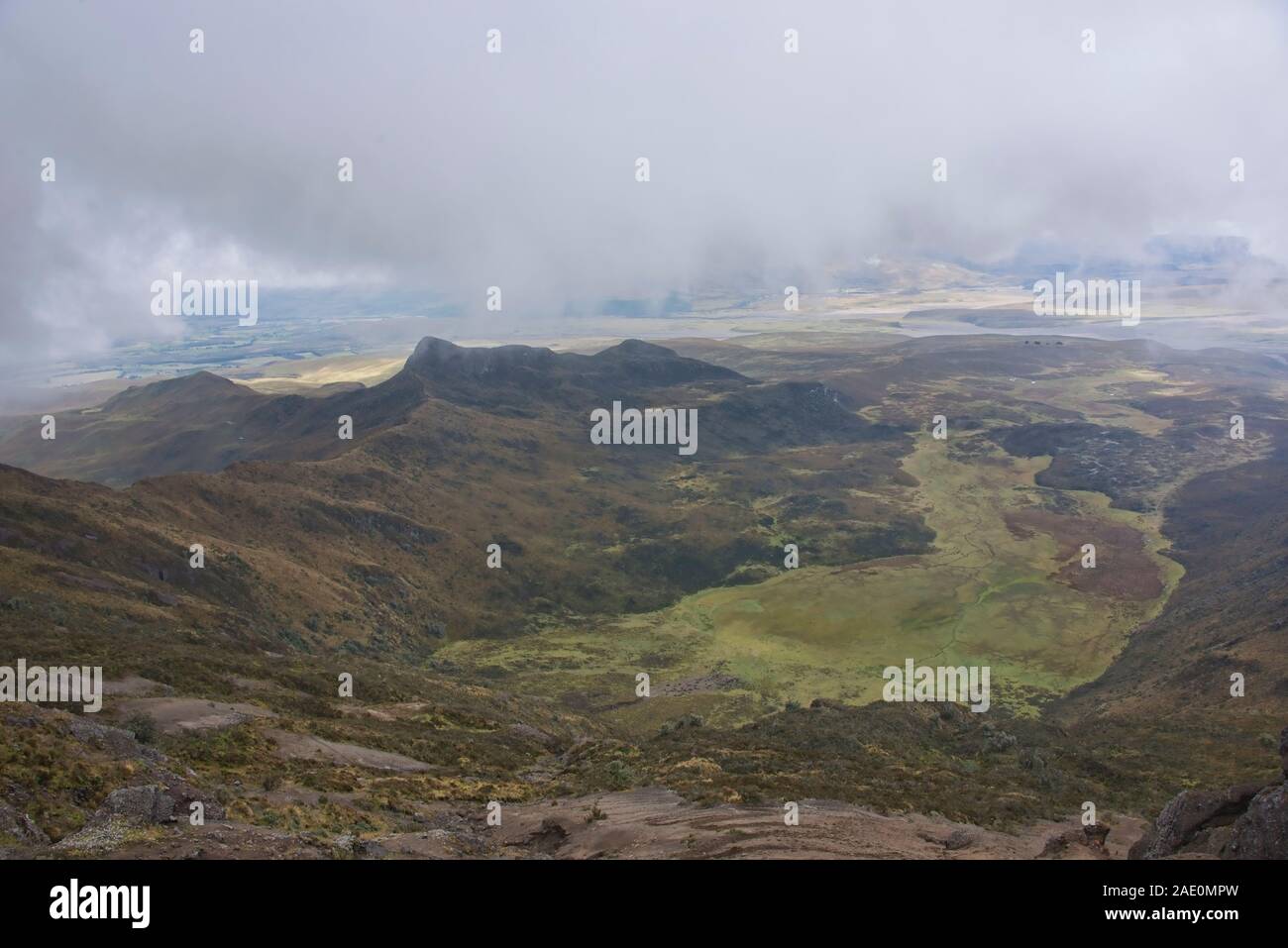 Blick von den Hängen des Rumiñahui Vulkans Cotopaxi Nationalpark, Ecuado Stockfoto