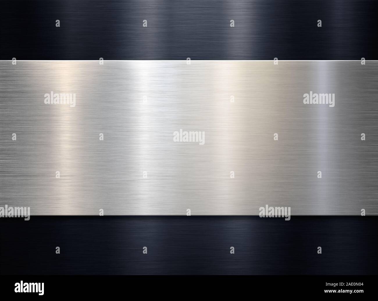 Gebürstetes Metall Plakette auf schwarzem Hintergrund Stockfoto