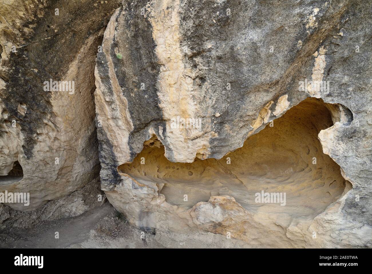 Aserbaidschan, Alte Felszeichnungen Felszeichnungen in Gobustan National Park in der Nähe von Baku Stockfoto