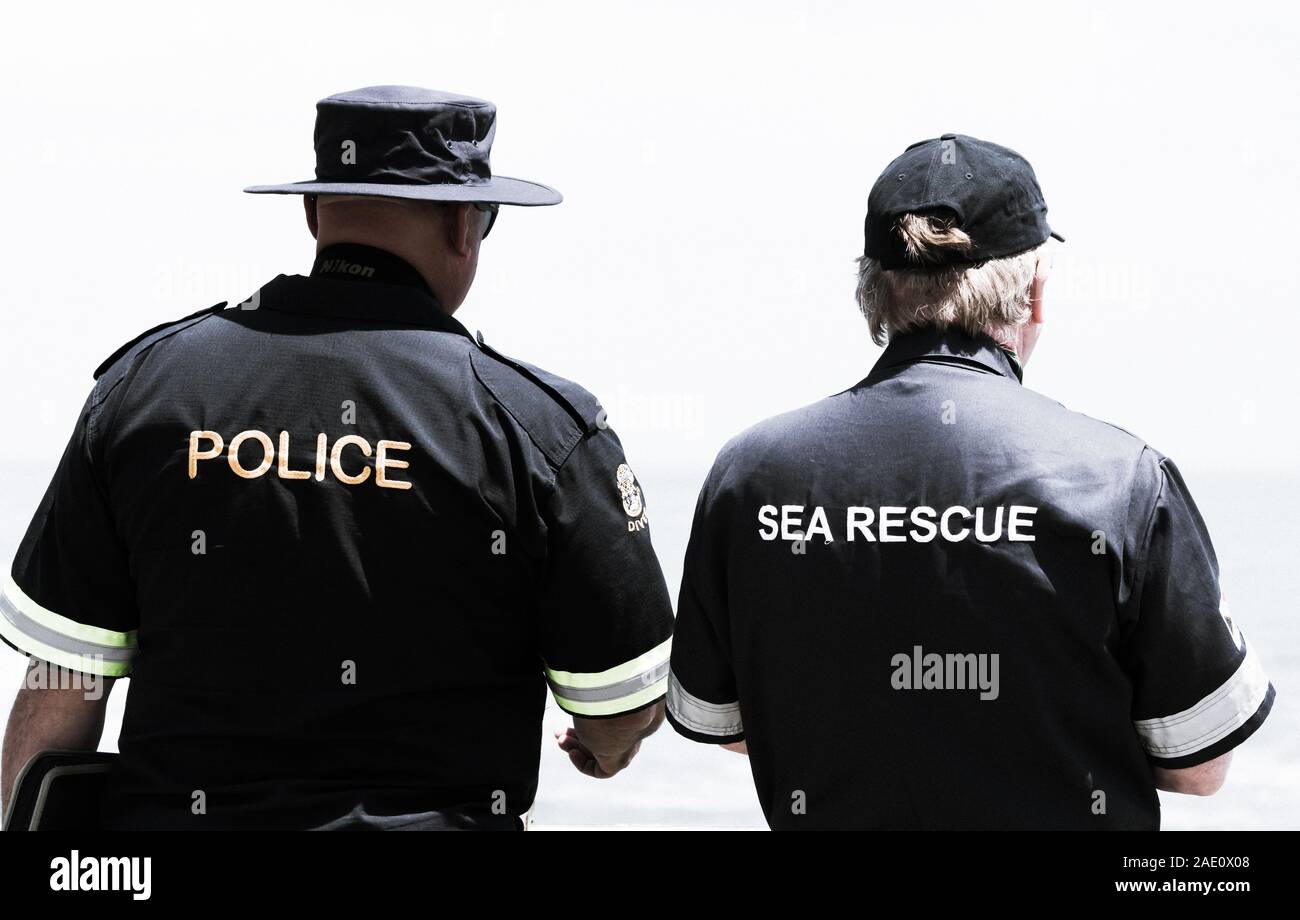 Südafrikanische Notrufzentrale der Polizei und Rettungsorganisationen, an der Küste bei der Suche und Bergung in Kapstadt Stockfoto