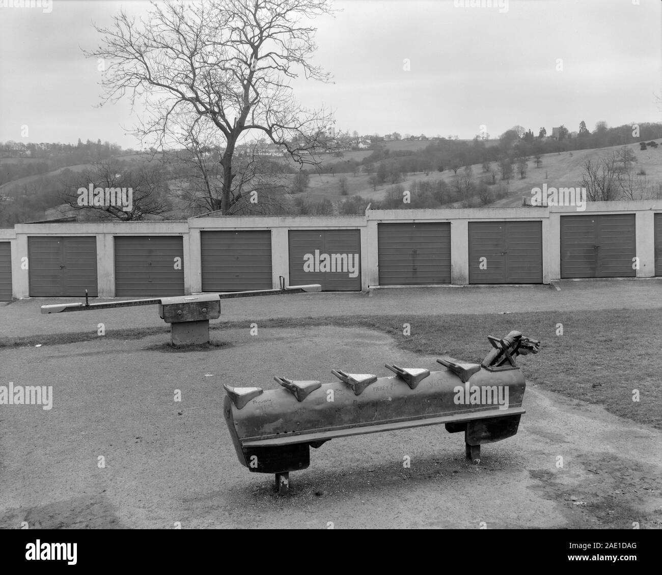 Kinderspielplatz Großbritannien 1982 Stockfoto