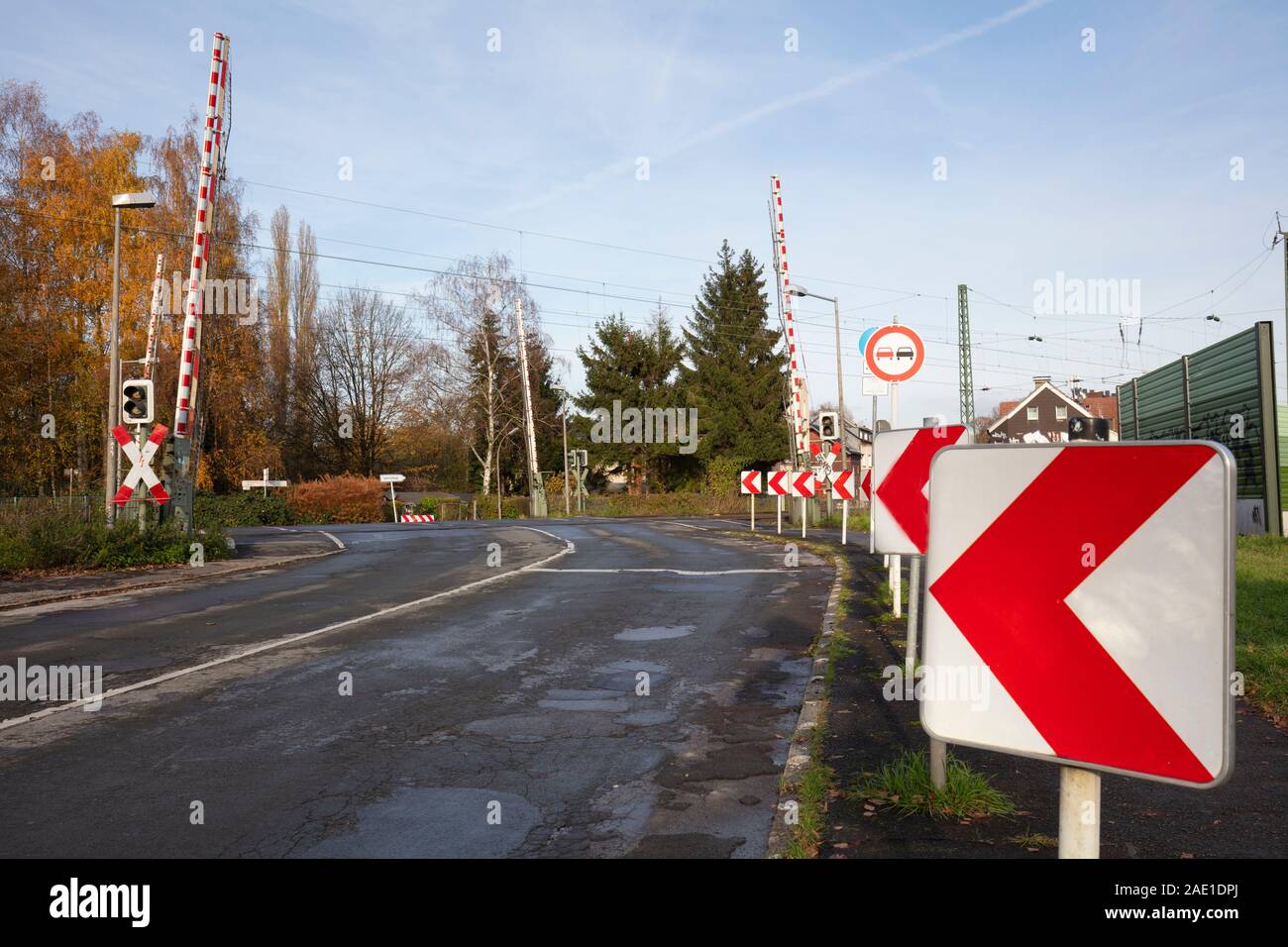 Geöffnet Bahnübergang Tor, Dortmund, Nordrhein-Westfalen, Deutschland, Europa Stockfoto