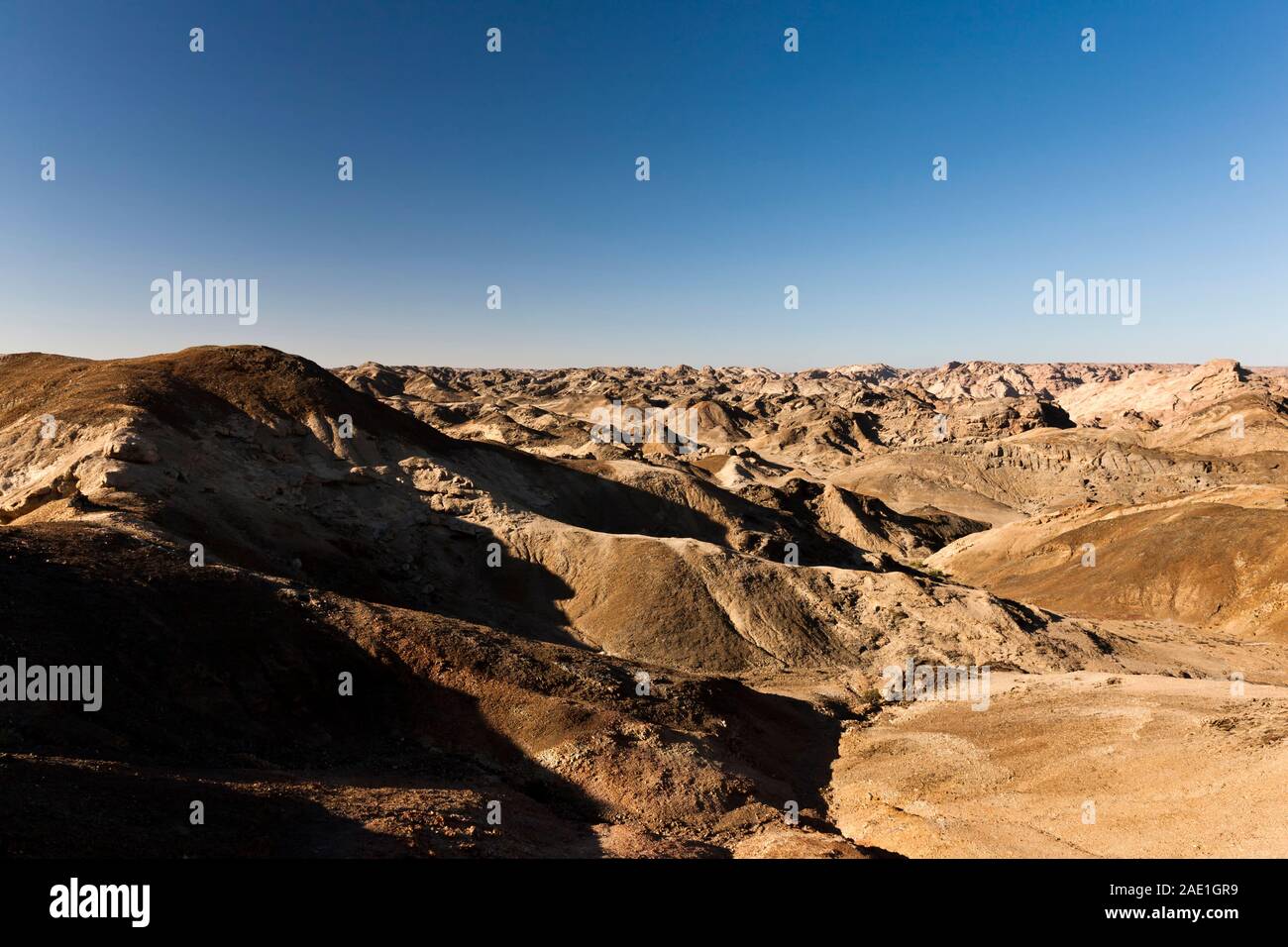 Mondlandschaft, erodierte Hügel und Täler, nahe Swakopmund, Namib Wüste, Namibia, Südafrika, Afrika Stockfoto