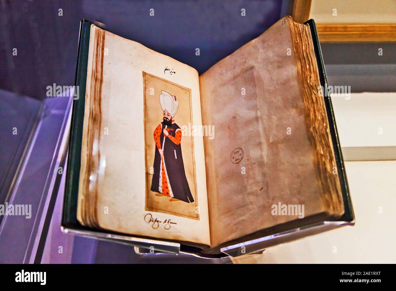 Antike Album der osmanischen Hof aus der Türkei, "CSMVS Museum, Mumbai, Maharashtra, Indien, Asien Stockfoto
