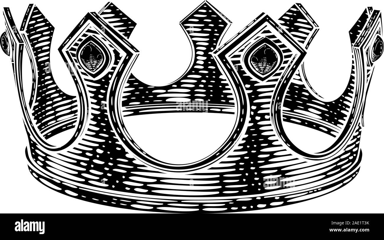 Royal King Crown Vintage Retro Stil Abbildung Stock Vektor