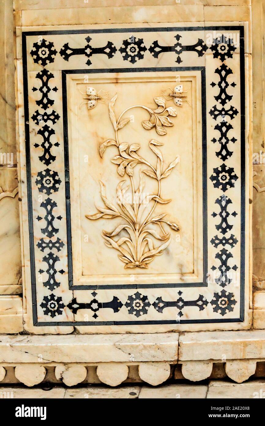 Marmorrelief, Amer Palace, Jaipur, Rajasthan, Indien, Asien Stockfoto