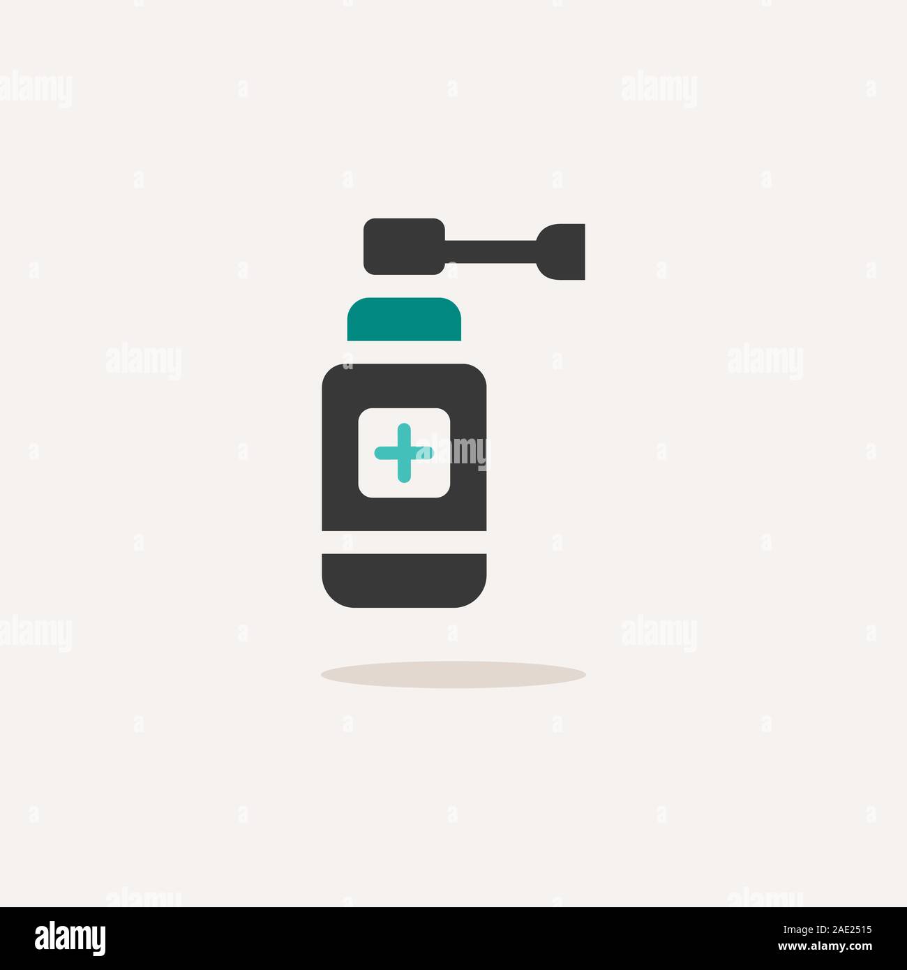 Ohr Spray. Symbol mit Schatten auf einem beigen Hintergrund. Apotheke flachbild Vector Illustration Stock Vektor