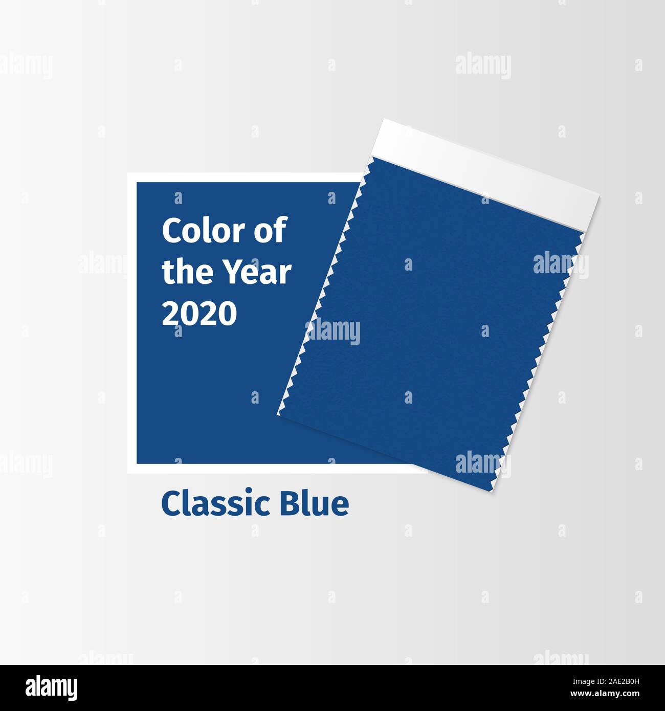 Stoffmuster, Textil swatch Vorlage für Innenarchitektur Moodboard mit Classic Blue 2020 Farbe des Jahres. Trendige Farben, lebendige Stück Stoff. Vector Illustration für Blogbeiträge Stock Vektor