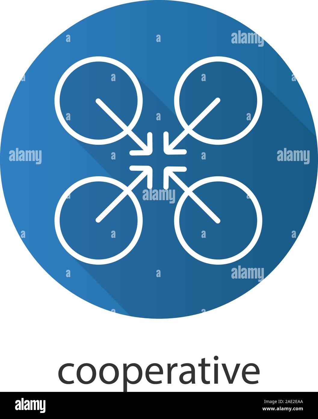 Kooperative abstrakte Symbol. Flache lineare lange Schatten Symbol. Kooperation und Teamwork abstrakte Metapher. Vektor linie das Symbol Stock Vektor