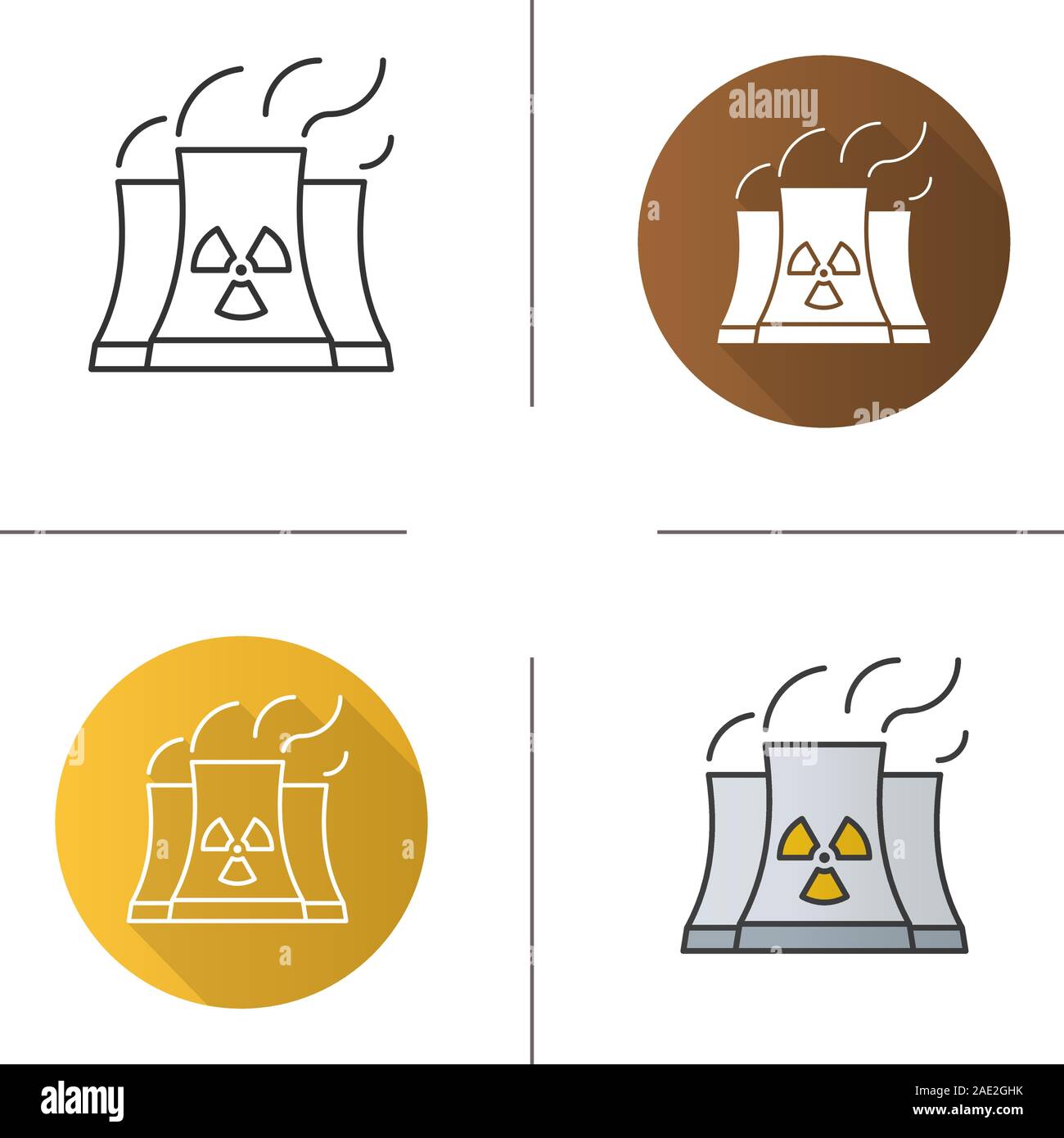 Atomkraftwerk Symbol. Flache Bauweise, lineare und Farbe Stile. Strahlung Symbol. Isolierte Vektorgrafiken Stock Vektor