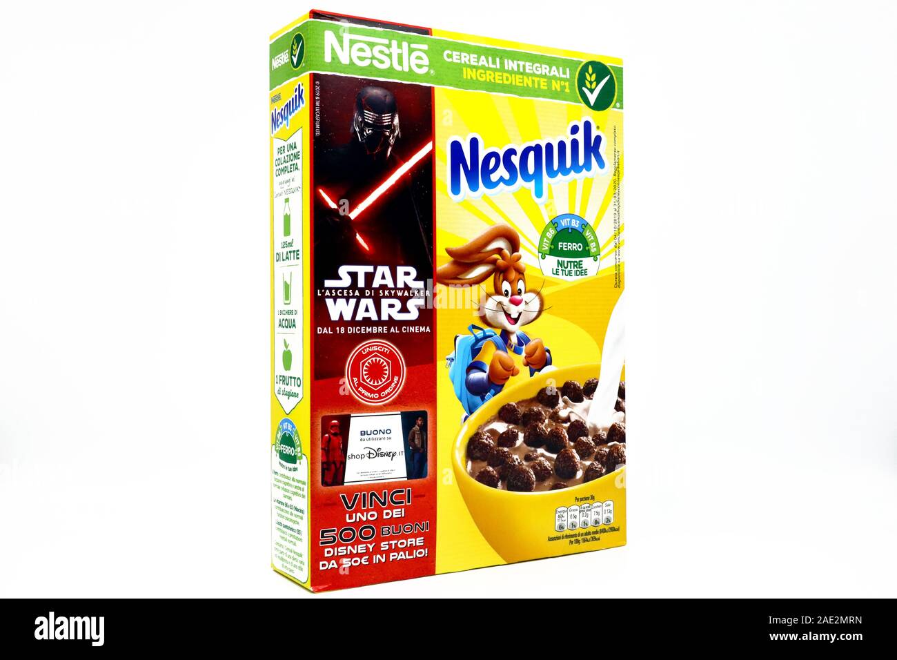 NESQUIK Nestlé Cerealien box Promotion für den Film STAR WARS der Aufstieg von Skywalker Stockfoto
