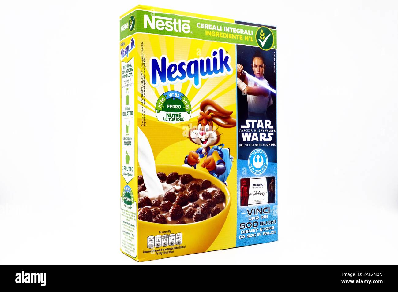 NESQUIK Nestlé Cerealien box Promotion für den Film STAR WARS der Aufstieg von Skywalker Stockfoto
