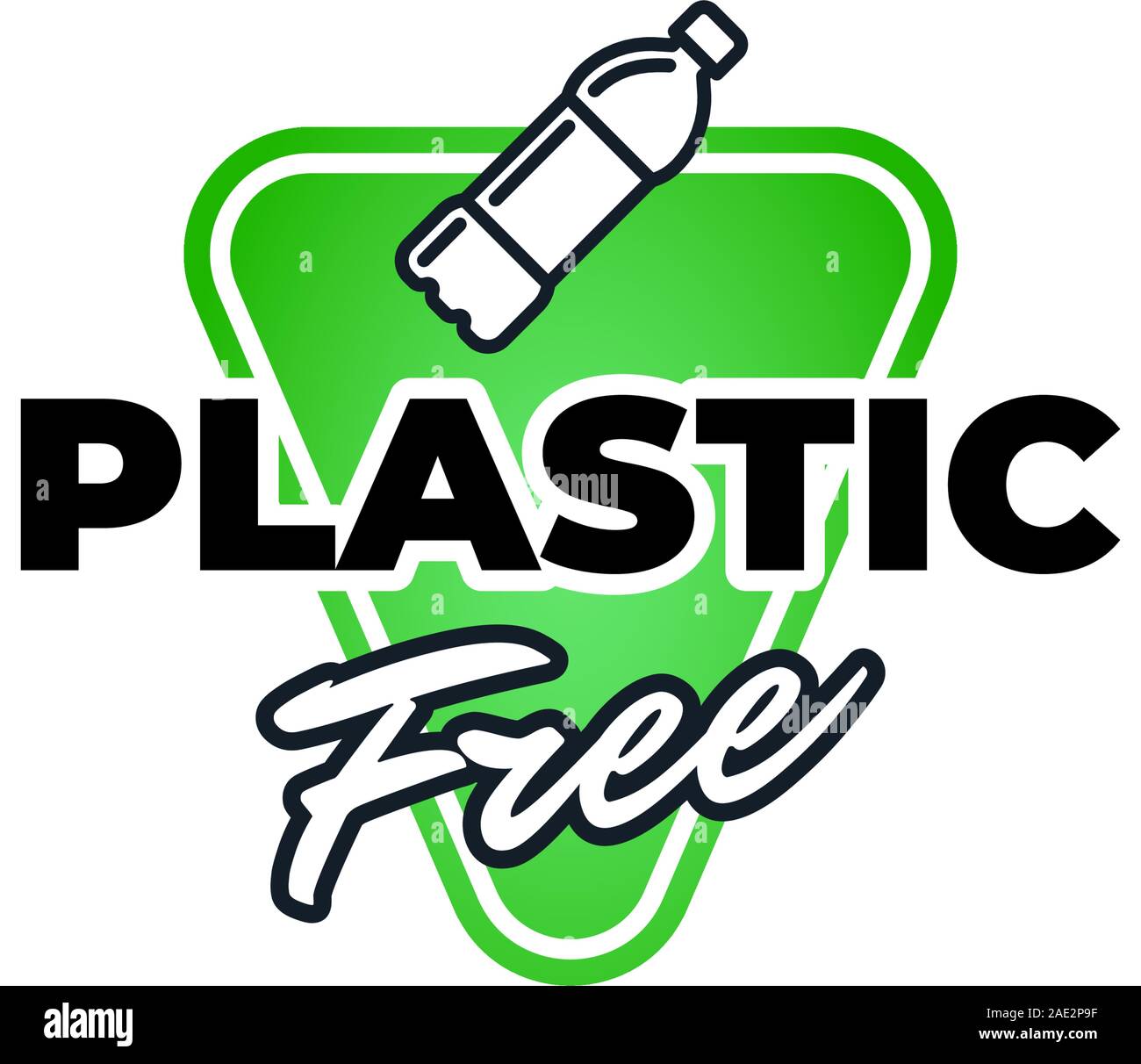 Produkt 100 Prozent Plastik freie grüne ökologische Symbol Abzeichen mit der Flasche. Bpa chemischen Etikett. Vektor natürliche umweltfreundliche Aufkleber Abbildung Stock Vektor