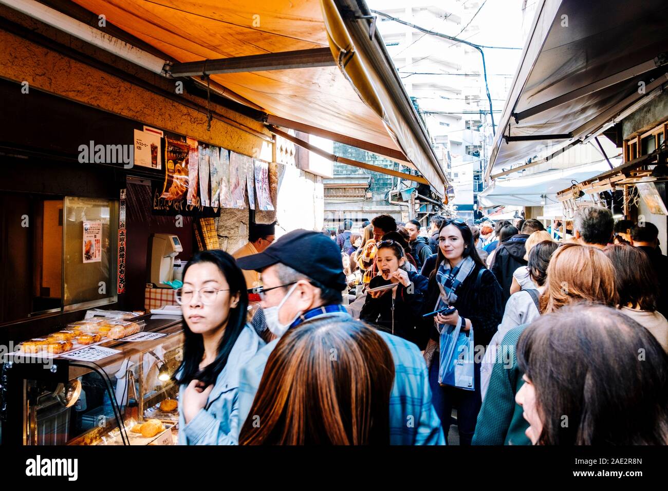 In Tsukiji Fischmarkt, Tokio Stockfoto