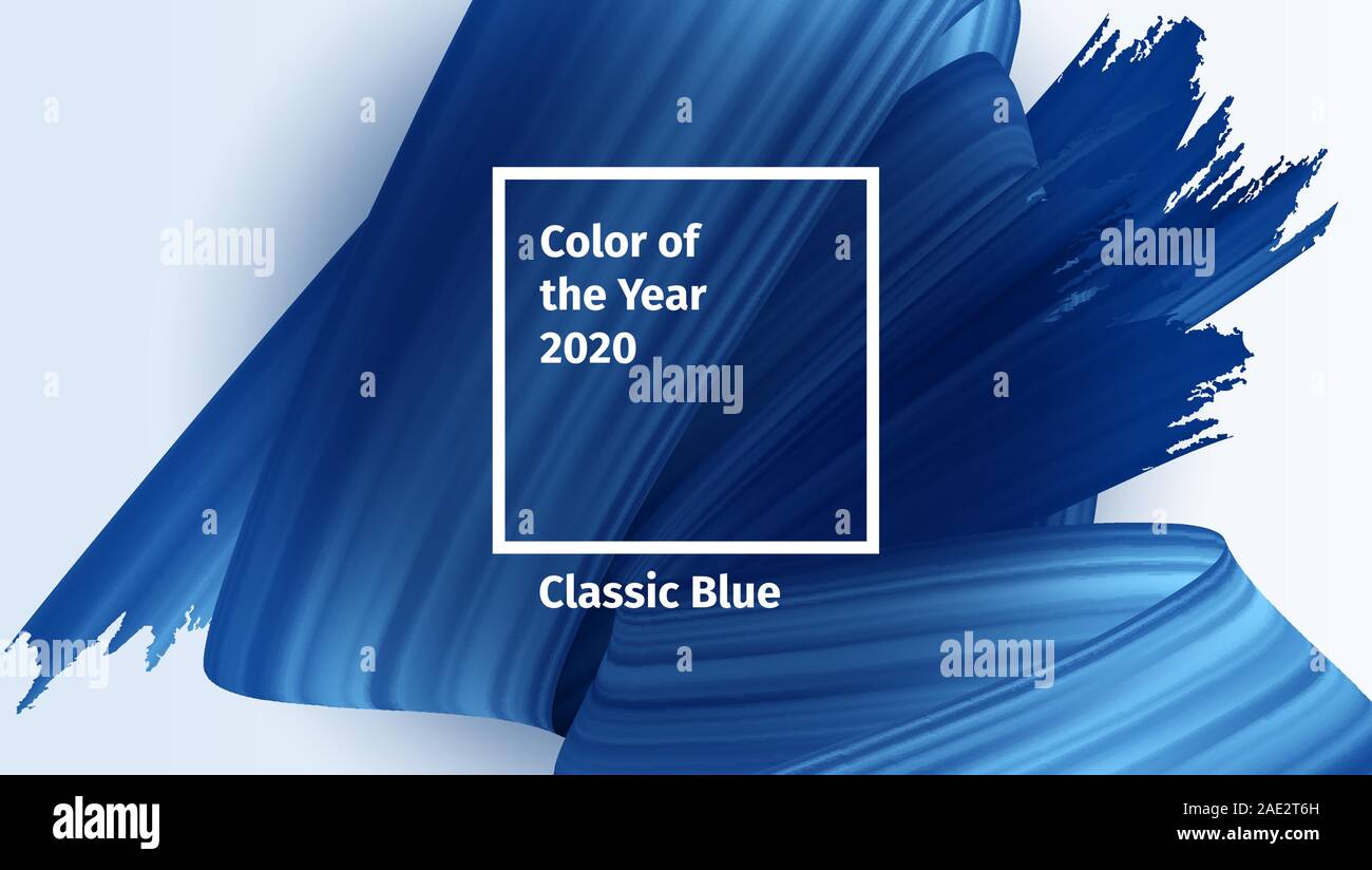 Farbe des Jahres 2020 vector Konzept. Classic Blau trend Palette. Blau realistische 3D-Rendern Pinselstriche. Abstract Vector ribbon Abbildung für Werbung, Blog und andere Stock Vektor