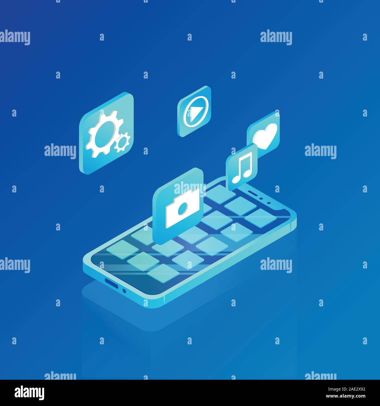 Isometrische Konzept mit Handy Stock Vektor