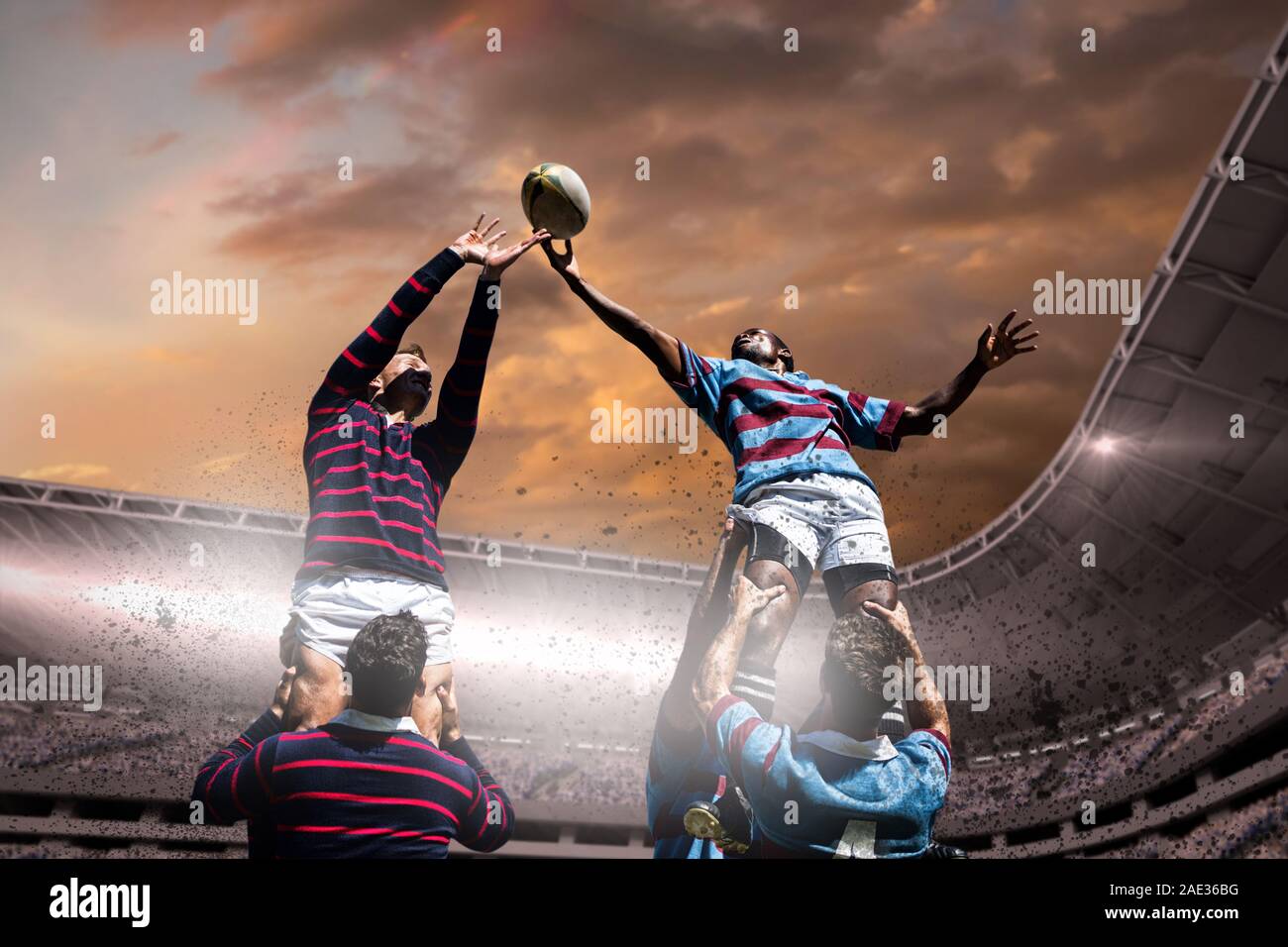 Zusammengesetztes Bild des Rugby-Spieler Stockfoto