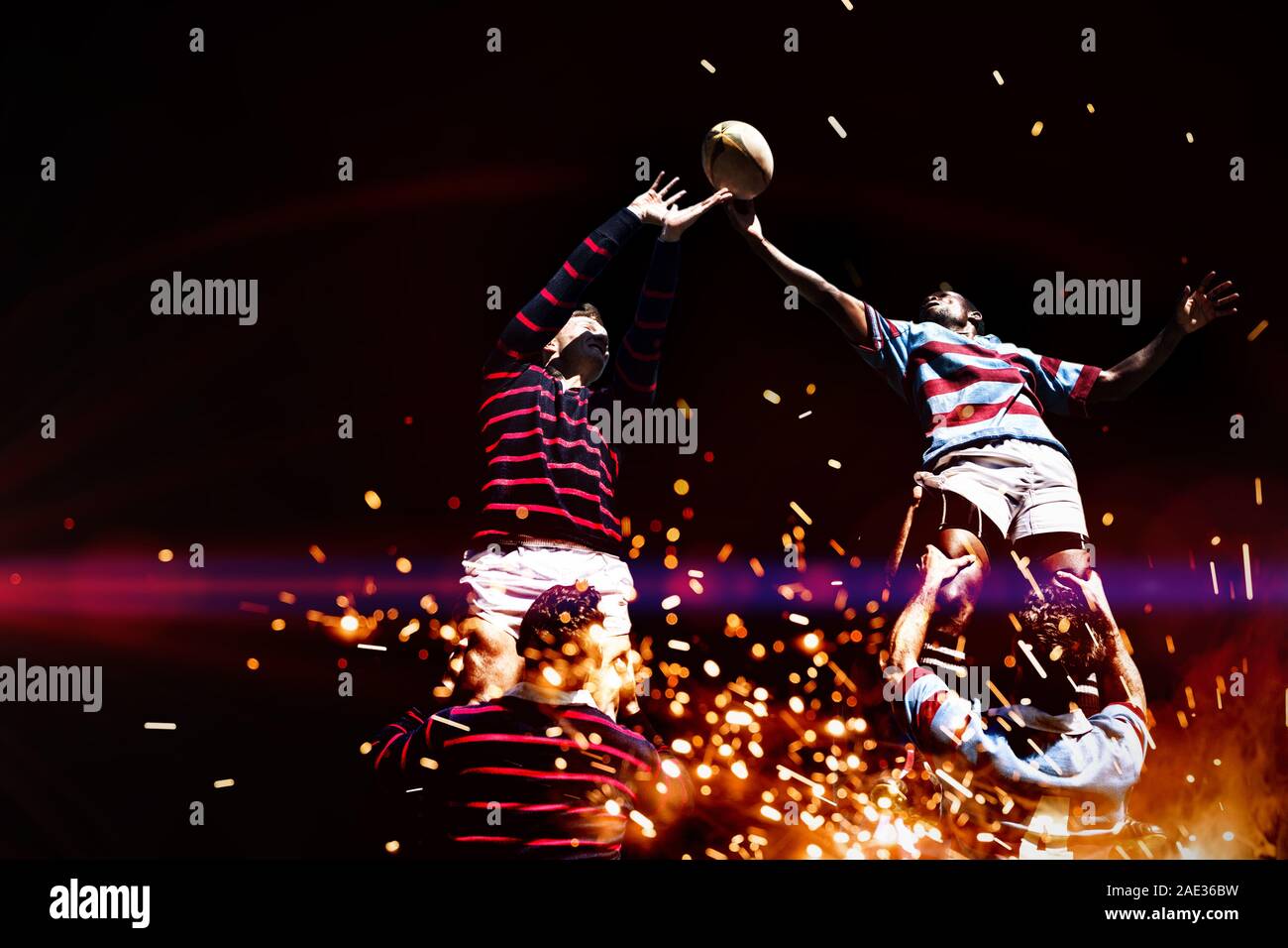 Zusammengesetztes Bild des Rugby-Spieler Stockfoto