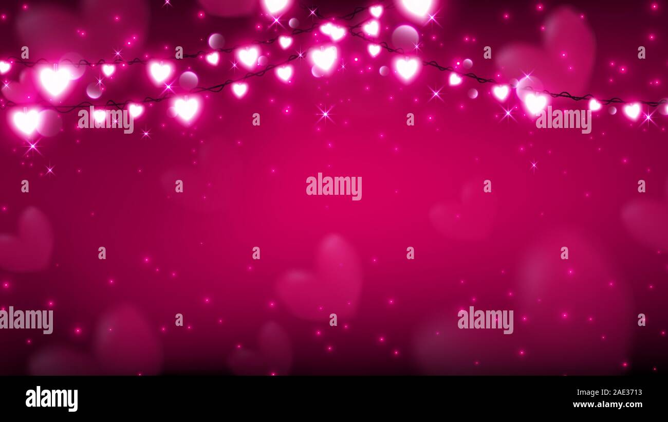 Zusammenfassung von valentine Hintergrund mit Lichterketten hängen auf der Oberseite und das Produzieren von Magic Partikel Stock Vektor