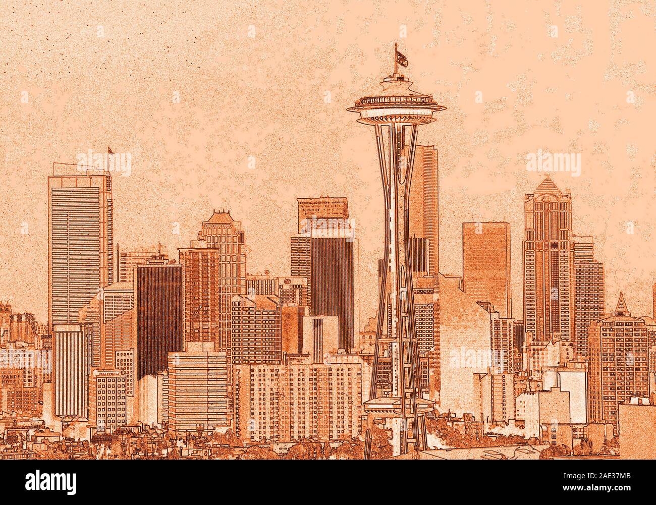 Die Skyline von Seattle Stadt mit der Space Needle, Washington, United States Stockfoto