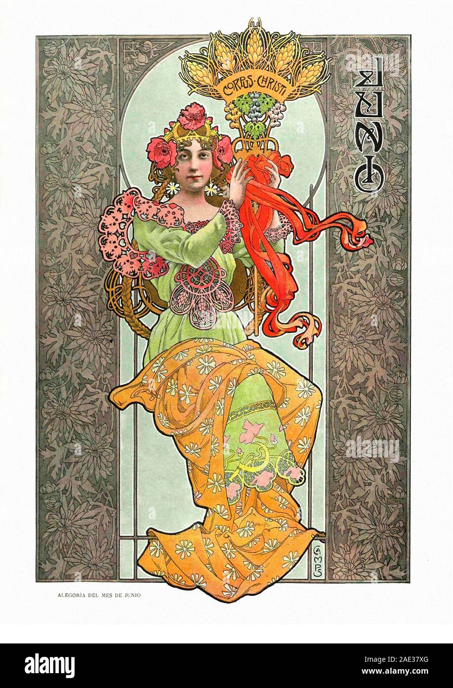 Allegorische Darstellung der Jahreszeiten im Jugendstil. Allegorie des Juni. Album Salon. 1901. Spanien, Katalonien, Barcelona Stockfoto