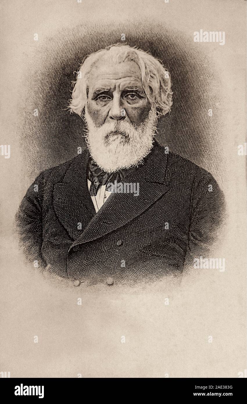 Iwan Sergejewitsch Turgenjew (1818 - 1883) war ein russischer Schriftsteller, kurze Geschichte der Schriftsteller, Dichter, Dramatiker, Übersetzer und popularizer der russischen Literatur Stockfoto