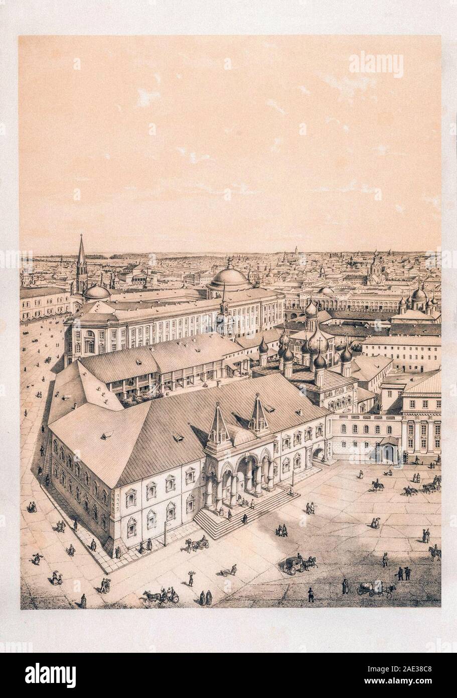 Panorama von Moskau aus dem Glockenturm "Iwan der Große". Die nördlichen und nordöstlichen Teil der Stadt in Richtung der Chudov Kloster; vi. Stockfoto