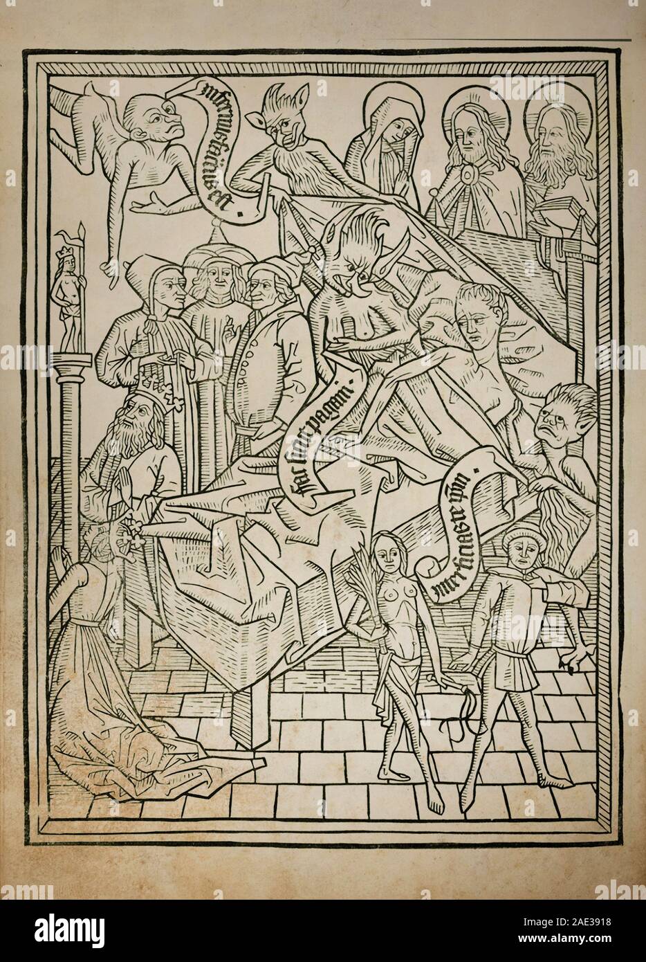 Die Kunst des Sterbens, 1470 Die Ars moriendi ("Die Kunst des Sterbens') sind zwei verwandte lateinische Texte aus der Zeit um 1415 und 1450, die Beratung der pro Angebot Stockfoto