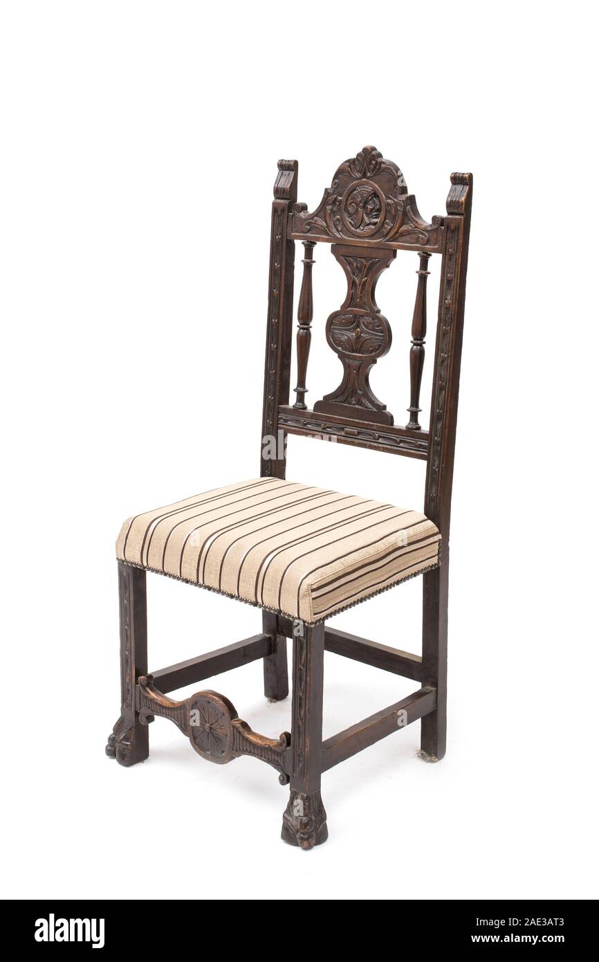 Antike Side Chair des späten 19. Jahrhunderts auf dem weißen Hintergrund Stockfoto