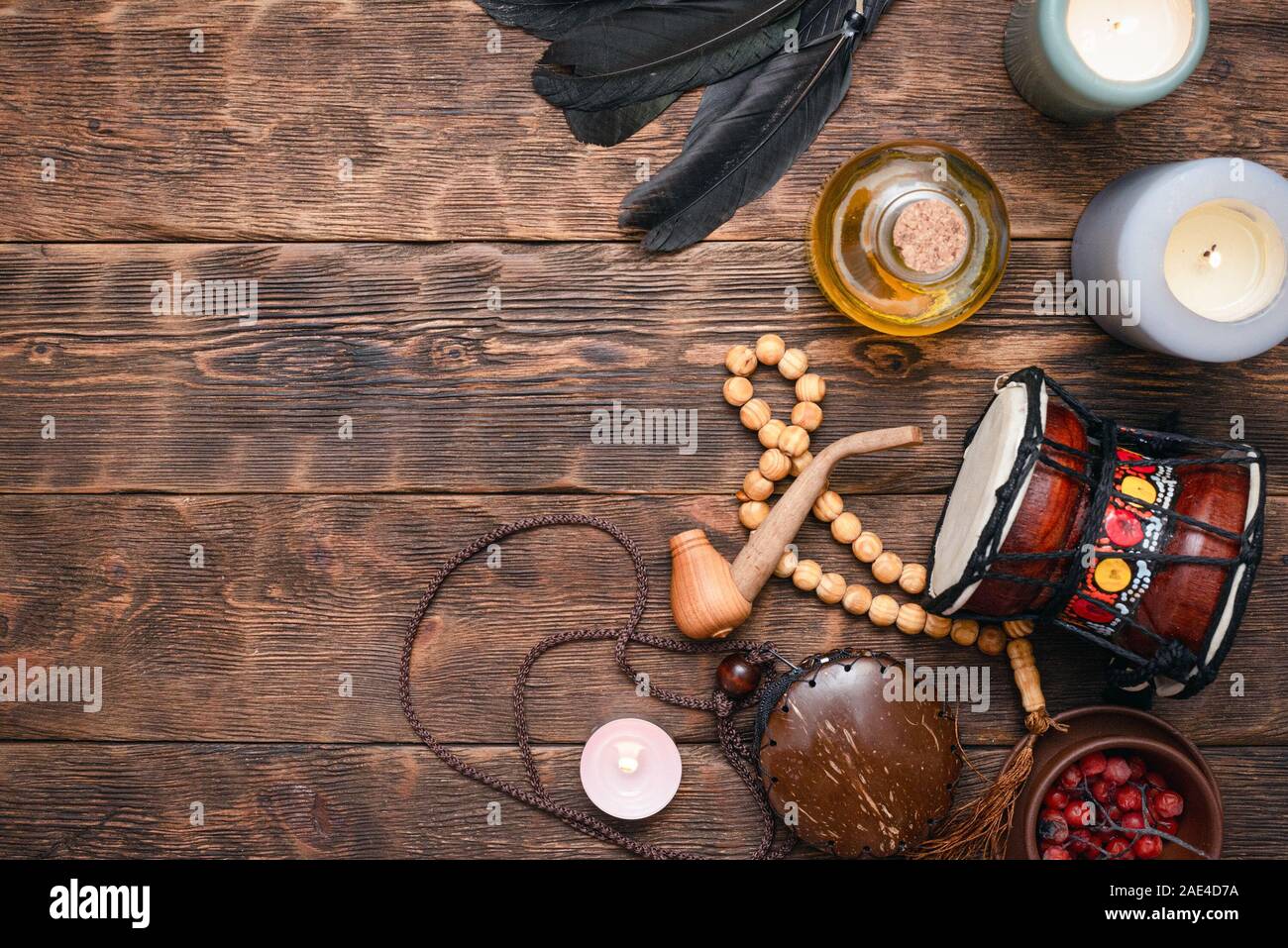 Witch Doctor oder Schamane Tabelle flachbild Hintergrund legen. Stockfoto