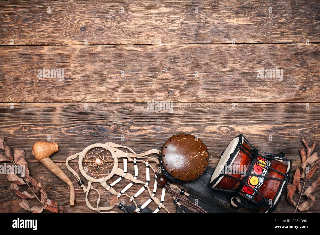Witch Doctor oder Schamane Tabelle flachbild Hintergrund legen. Stockfoto