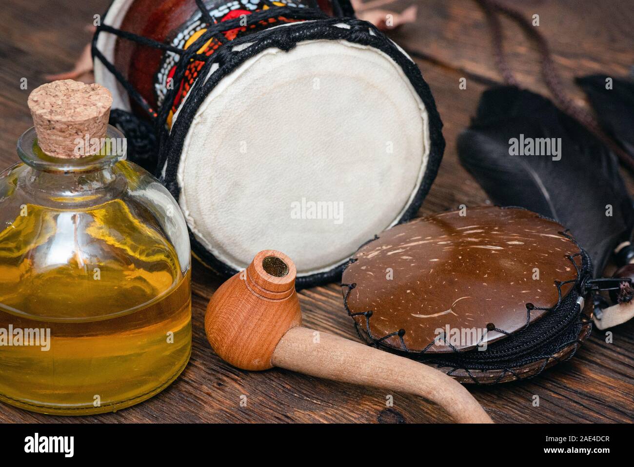 Witch Doctor oder Schamane Tabelle Hintergrund. Stockfoto