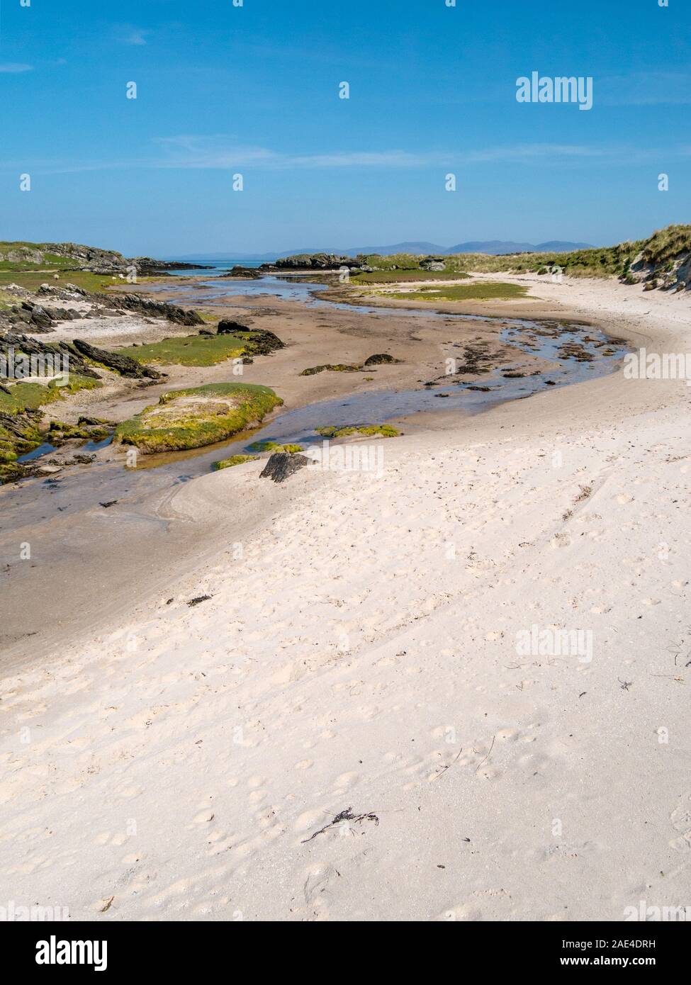 Einsamen Sandstrand in der Nähe von Balerominmore, Insel Colonsay, Innere Hebriden, Schottland, Großbritannien Stockfoto