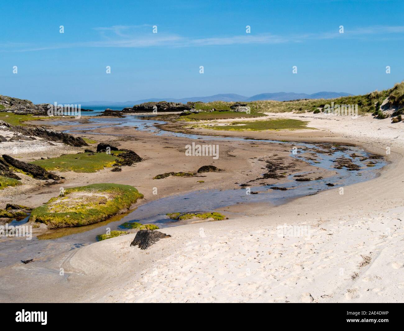 Einsamen Sandstrand in der Nähe von Balerominmore, Insel Colonsay, Innere Hebriden, Schottland, Großbritannien Stockfoto