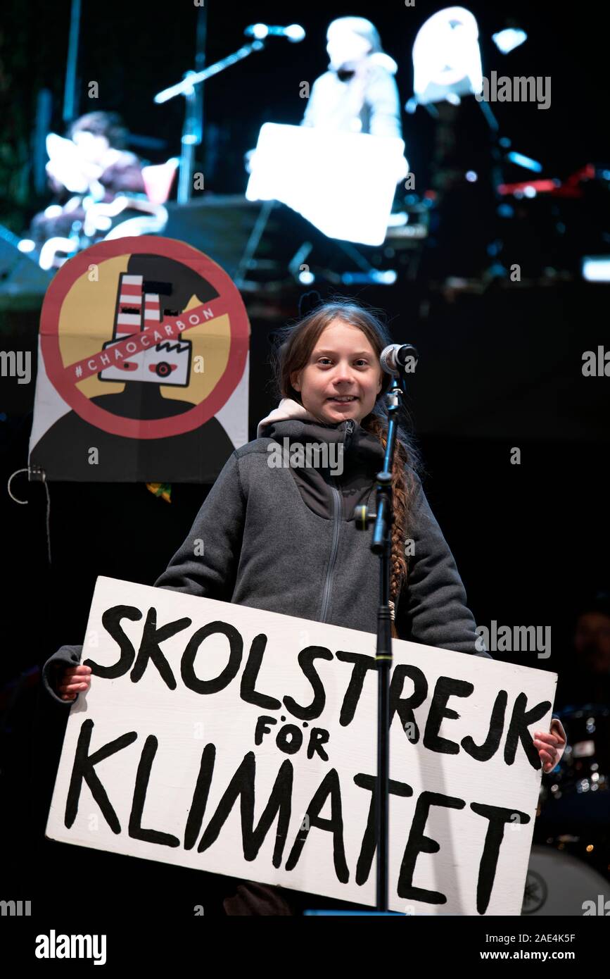 Madrid, Spanien. 06. Dezember, 2019. COP 25: Greta Thunberg. Protest gegen den Klimawandel in Madrid, Spanien. Credit: EnriquePSans/Alamy leben Nachrichten Stockfoto