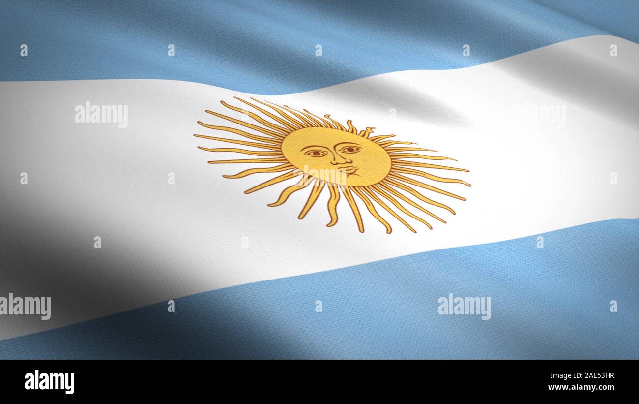 Flagge von Argentinien. Realistische wehende Flagge 3D-Render Abbildung mit sehr detaillierten Stoff Textur Stockfoto