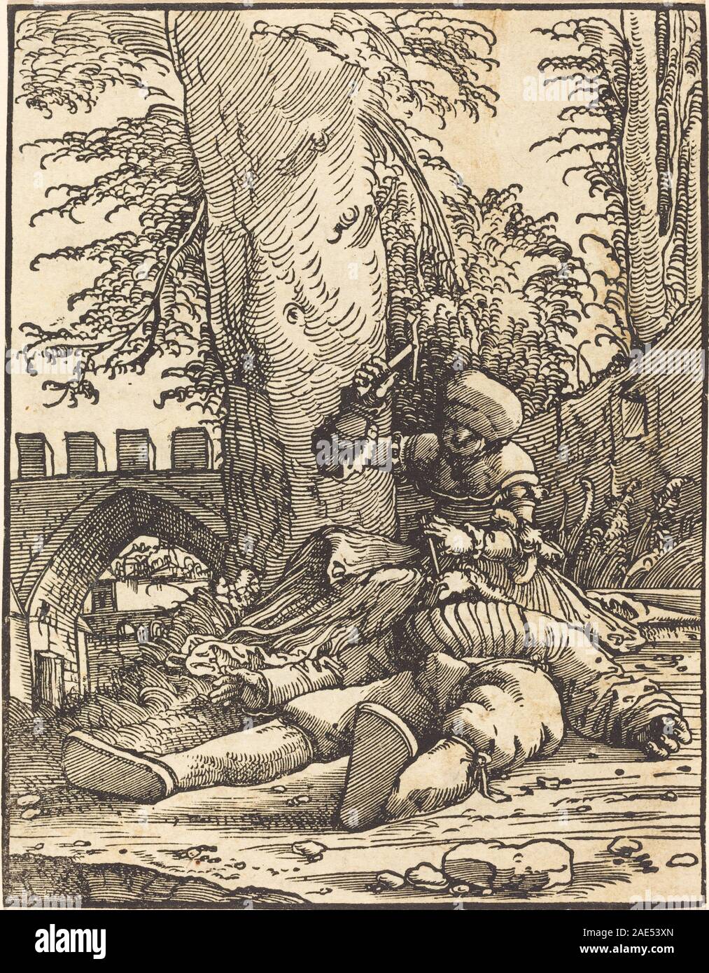 Albrecht Altdorfers Gemälde um 1523, das die biblische Geschichte von Jael und Sisera darstellt und die dramatische Erzählung und die deutsche Kunst der Frührenaissance betont. Stockfoto