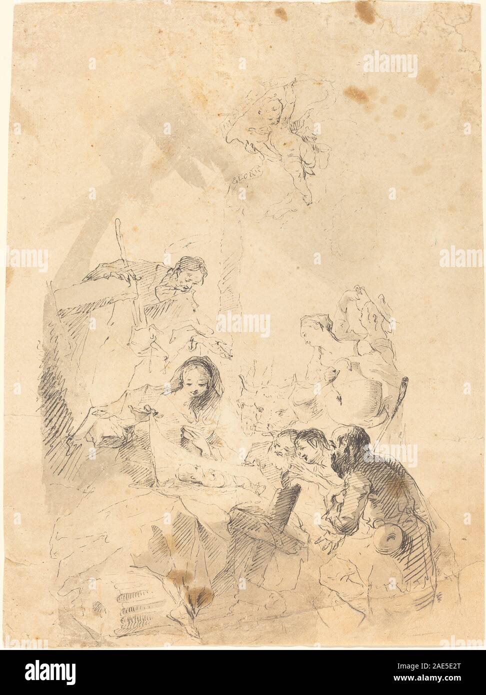 Die Anbetung der Hirten; 1757 Datum Franz Anton Maulbertsch, die Anbetung der Hirten, 1757 Stockfoto
