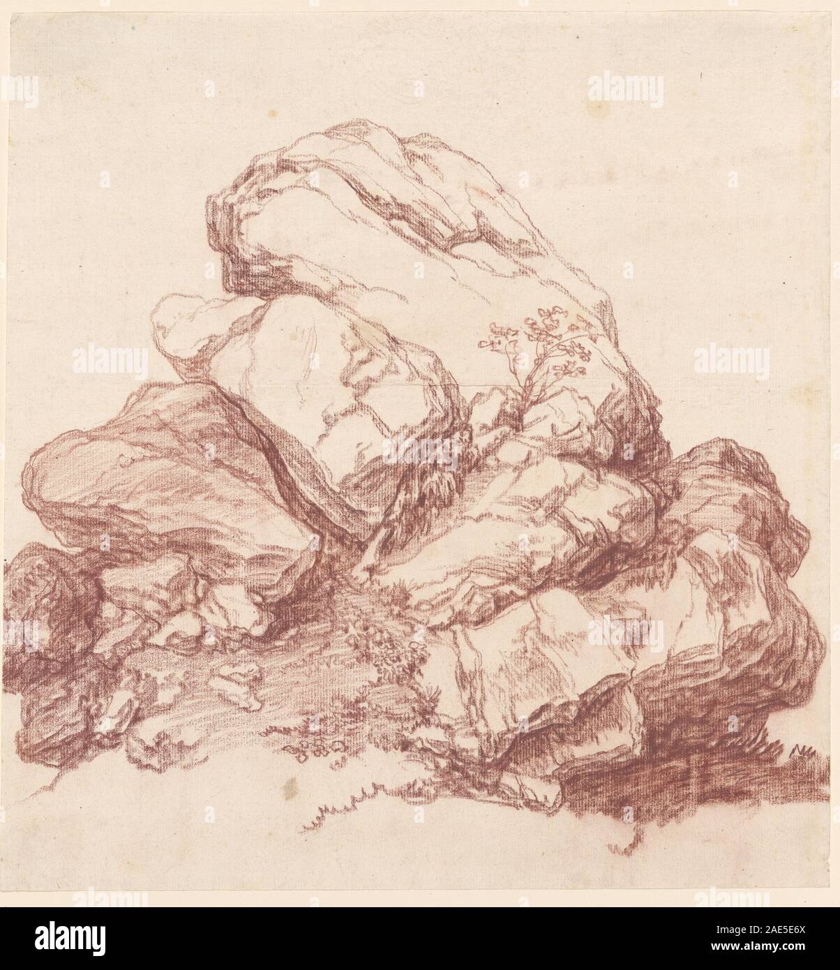 Ein Gemälde von Franz Edmund Weirotter um 1769, das verwitterte Felsbrocken zeigt. Die Arbeit konzentriert sich auf Gesteinsstruktur, Form, natürliche Landschaft und realistische Beobachtung. Stockfoto