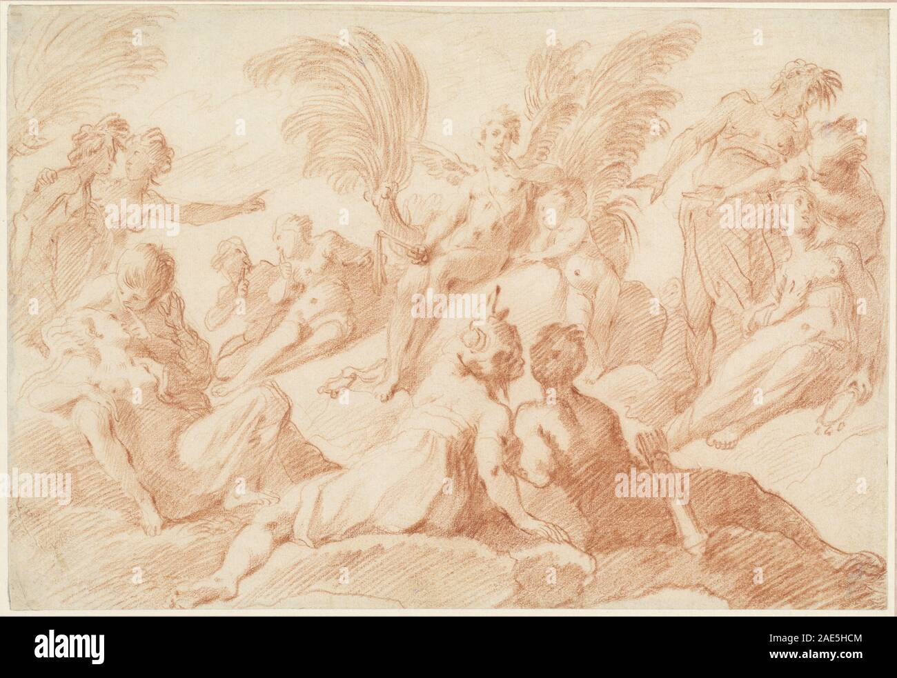 Eine Darstellung von Harpokrates, dem ägyptischen Gott der Stille, die im ersten Viertel des 17. Jahrhunderts von einem unbekannten französischen Künstler geschaffen wurde. Das Werk veranschaulicht barocke religiöse und mythologische Themen. Stockfoto