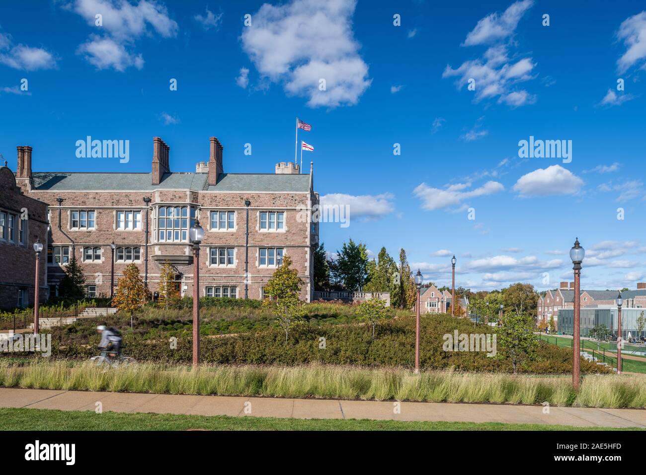 Landschaftsarchitektur der Washington University in St. Louis Campus Stockfoto