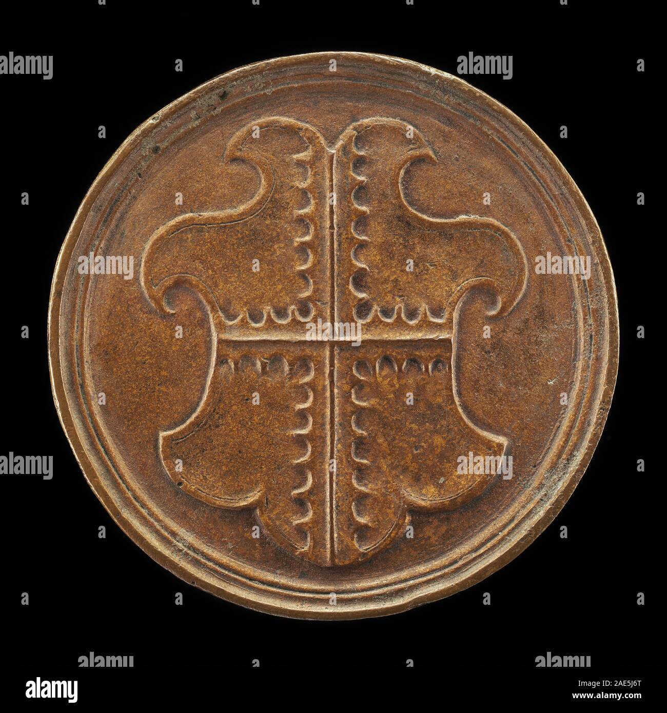 Eine heraldische Darstellung des Wappens von Gaudagni aus dem 16. Jahrhundert, die ein Wappen mit emblematischen Symbolen zeigt. Das Werk betont Heraldik, Design und historischen Kontext. Stockfoto