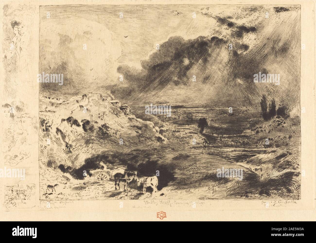 L'orage (Der Sturm); 1879 Datum Félix-Hilaire Buhot, L'orage (Der Sturm), 1879 Stockfoto