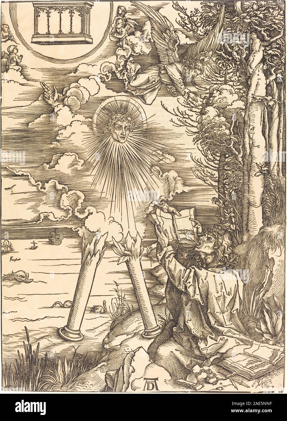 Saint John frisst das Buch; wahrscheinlich C. 1496/1498 Albrecht Dürer, Saint John das Buch verschlingen, wahrscheinlich c 1496-1498 Stockfoto