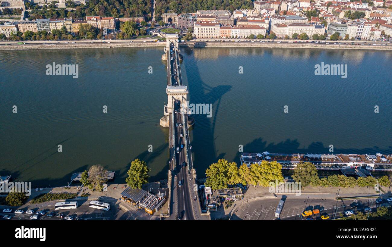 Széchenyi Kettenbrücke, Széchenyi Lánchíd, Budapest, Ungarn Stockfoto