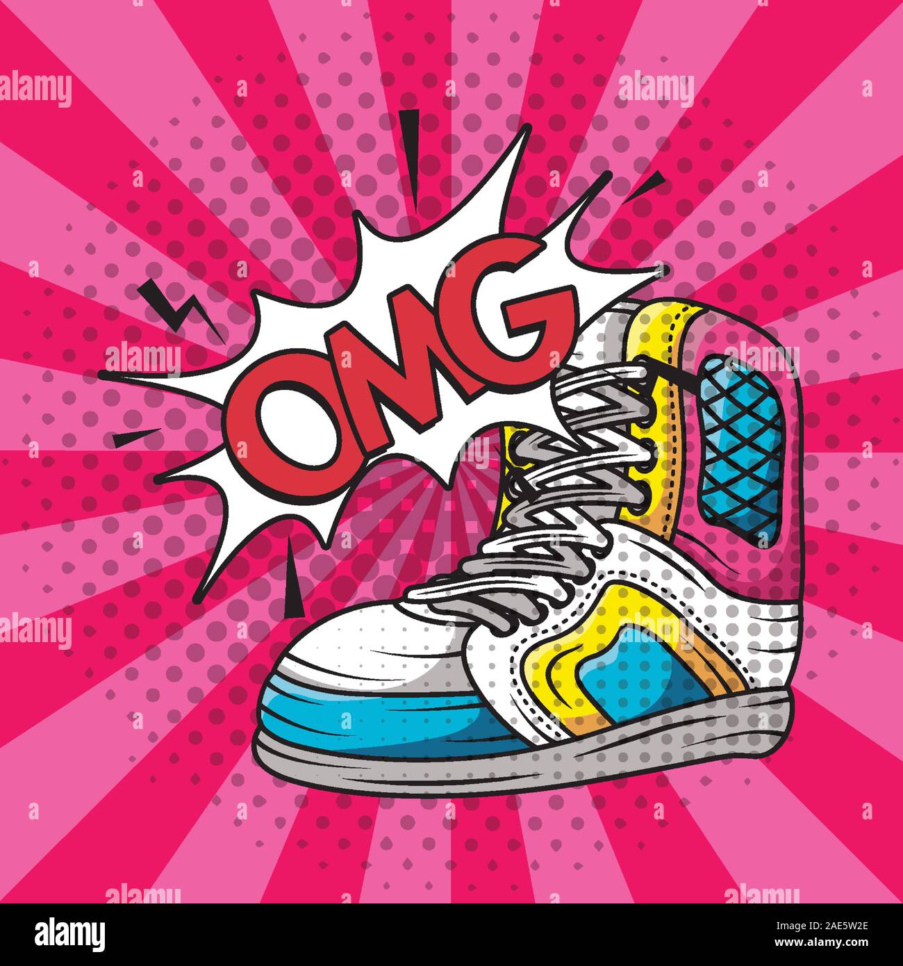 Tennis Sport Schuhe Pop Art Stil Stock-Vektorgrafik - Alamy