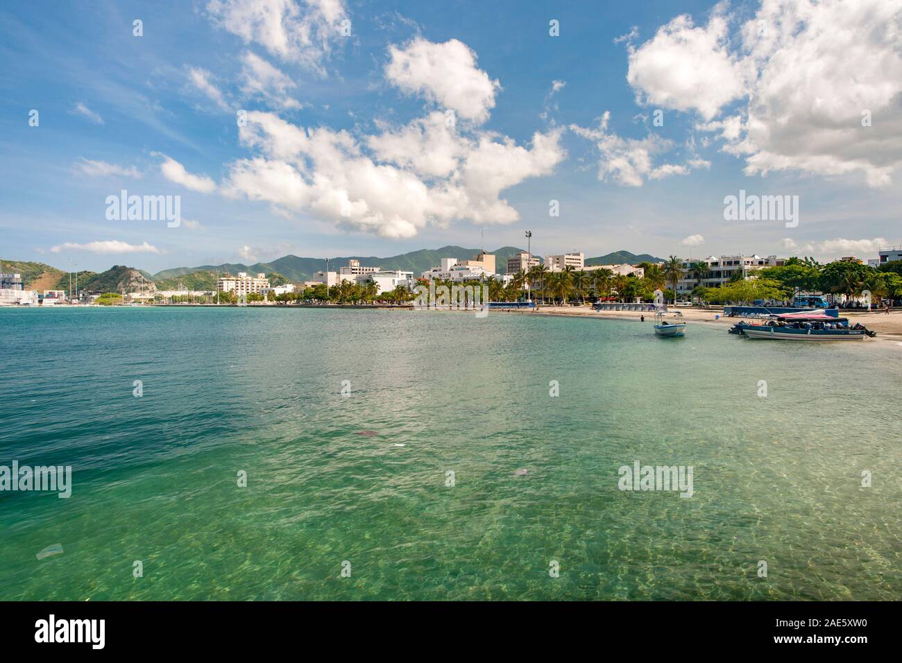 Die Waterfront in Santa Marta, Kolumbien. Stockfoto