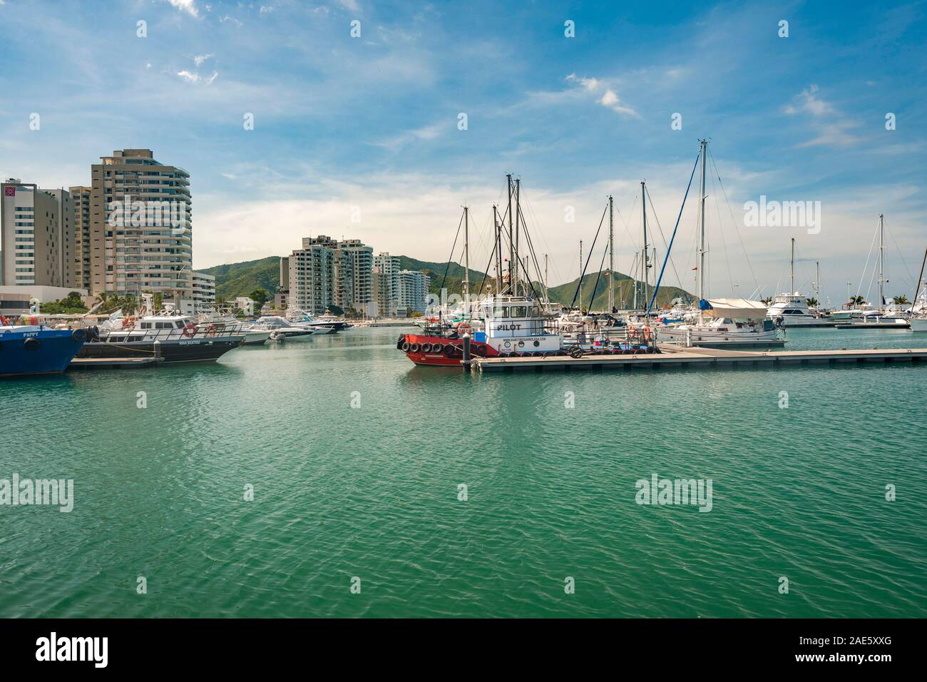 Der Jachthafen von Santa Marta, Kolumbien. Stockfoto