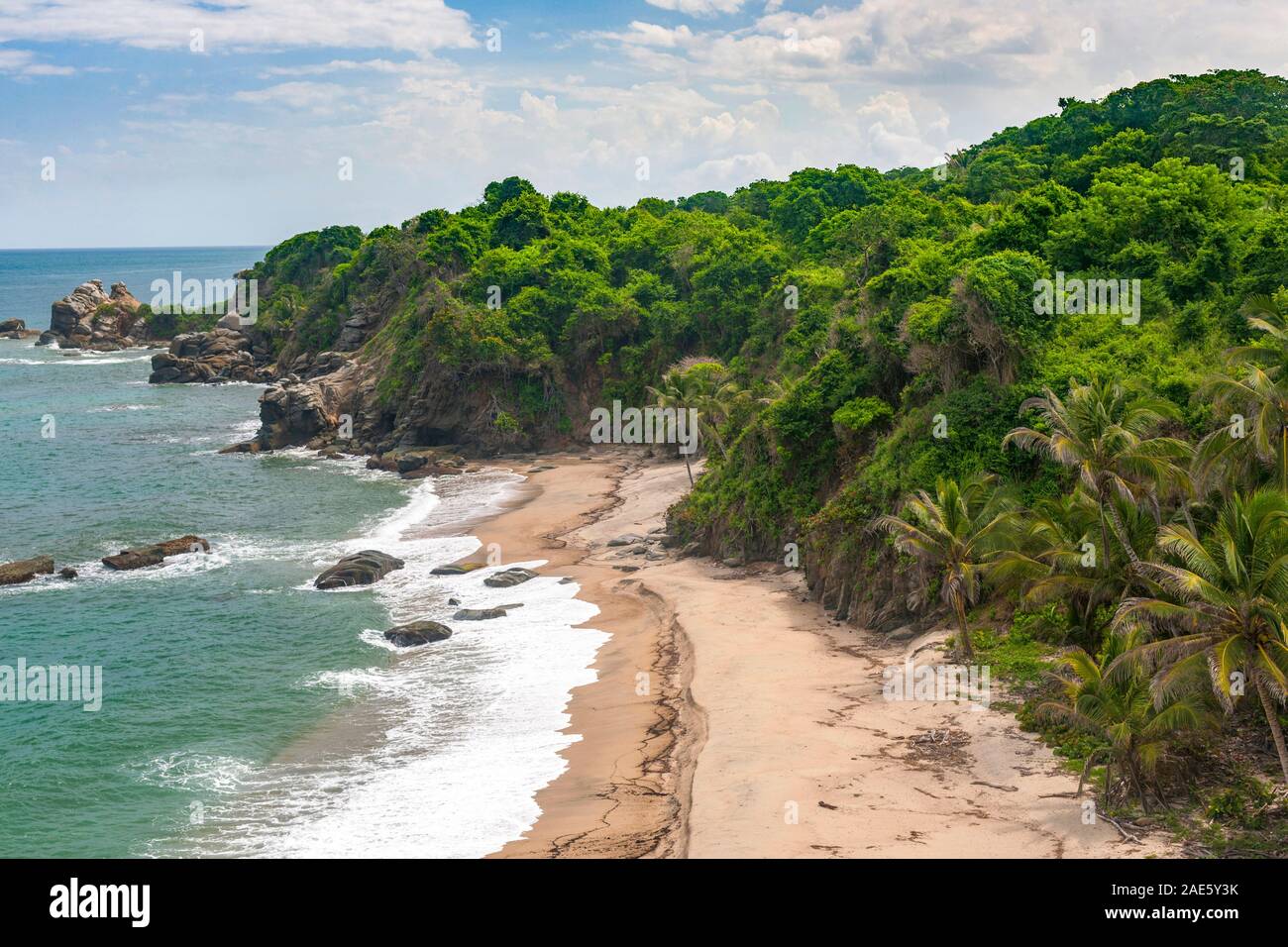 Landschaft im Tayrona Nationalpark in der Nähe von Santa Marta, Kolumbien. Stockfoto